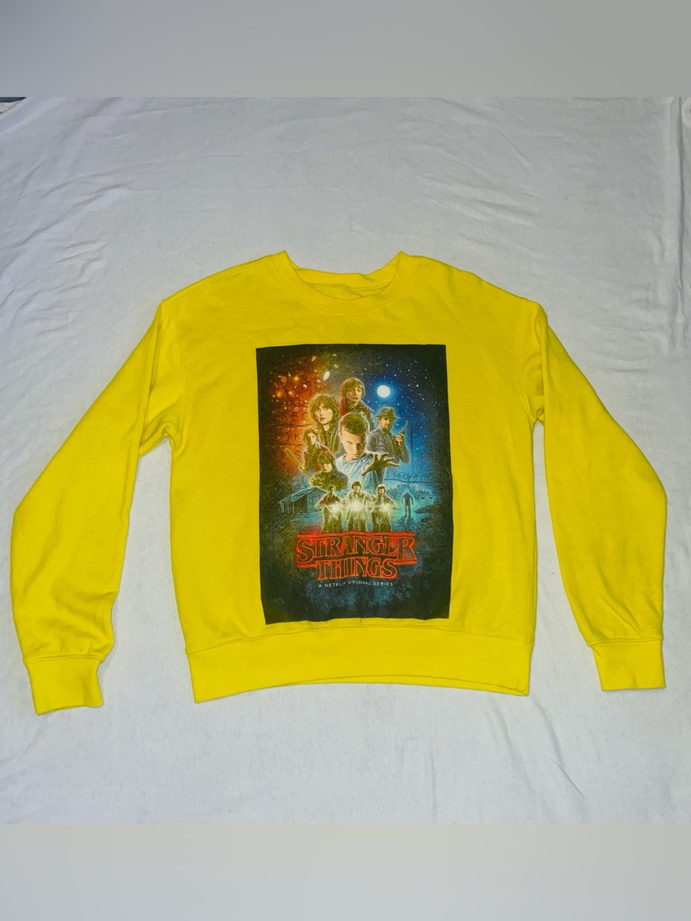 Stranger Things Yellow Graphic Crewneck Sweatshirt Netflix Official Merch